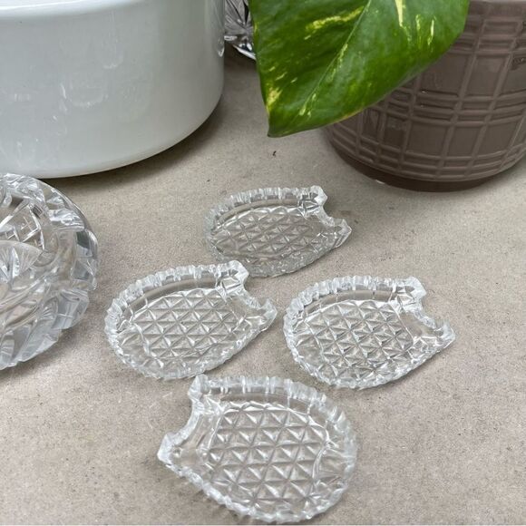Vintage | MCM mini personal ashtrays set pressed glass party ash trays MCM - Picture 6 of 7